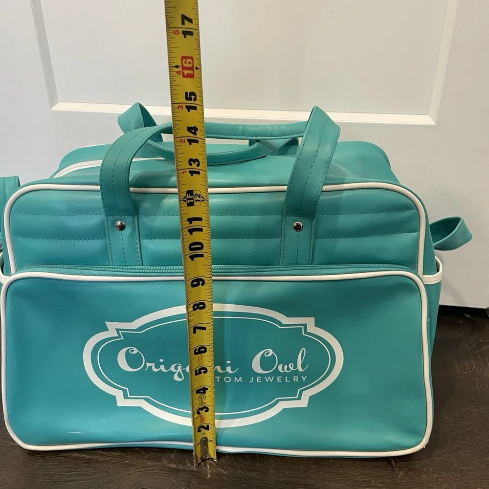 Origami Owl Duffel Bag Aqua Turquoise Purse Travel Bag Over The Shoulder READ - Picture 6 of 15